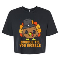 Turkey Gobble Till You Wobble Thanksgiving Bella+Canvas Jersey Crop Tee