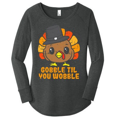 Turkey Gobble Till You Wobble Thanksgiving Women's Perfect Tri Tunic Long Sleeve Shirt