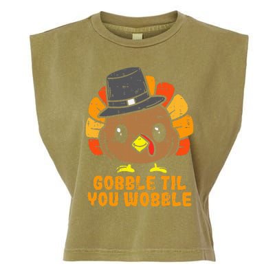 Turkey Gobble Till You Wobble Thanksgiving Garment-Dyed Women's Muscle Tee