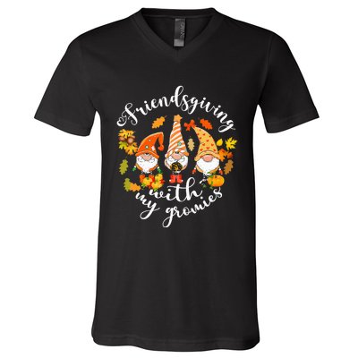 Thanksgiving Gnome Trio Celebrating Friendsgiving V-Neck T-Shirt