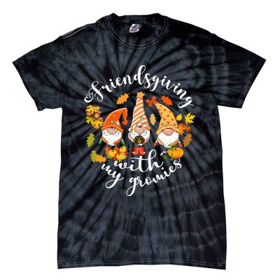 Thanksgiving Gnome Trio Celebrating Friendsgiving Tie-Dye T-Shirt