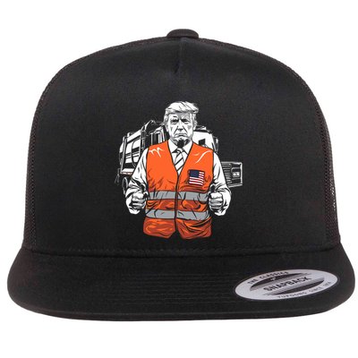 Trump Garbage Truck Vest Flat Bill Trucker Hat