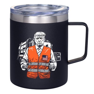 Trump Garbage Truck Vest 12oz Stainless Steel Coffee Mug