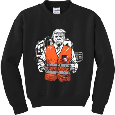 Trump Garbage Truck Vest Kids Sweatshirt