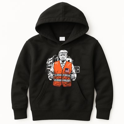 Trump Garbage Truck Vest Kids Hoodie