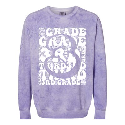 Typography Groovy Third Grade Teacher Back To School Colorblast Crewneck Sweatshirt