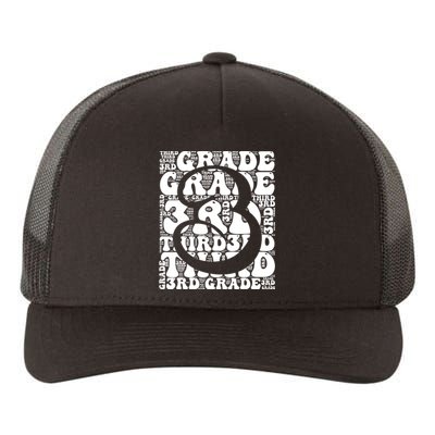 Typography Groovy Third Grade Teacher Back To School Yupoong Adult 5-Panel Trucker Hat