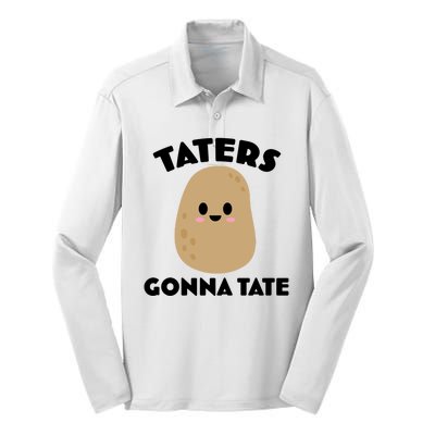 Taters Gonna Tate Funny Silk Touch Performance Long Sleeve Polo