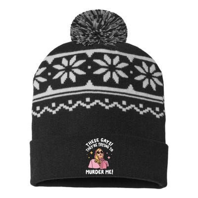 These Gays! Theyre Trying To Murder Me! Funny Quote USA-Made Snowflake Beanie