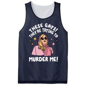 These Gays! Theyre Trying To Murder Me! Funny Quote Mesh Reversible Basketball Jersey Tank