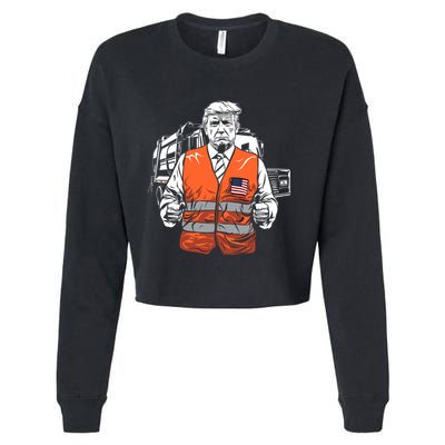 Trump Garbage Truck Vest Cropped Pullover Crew