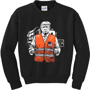 Trump Garbage Truck Vest Kids Sweatshirt