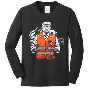 Trump Garbage Truck Vest Kids Long Sleeve Shirt