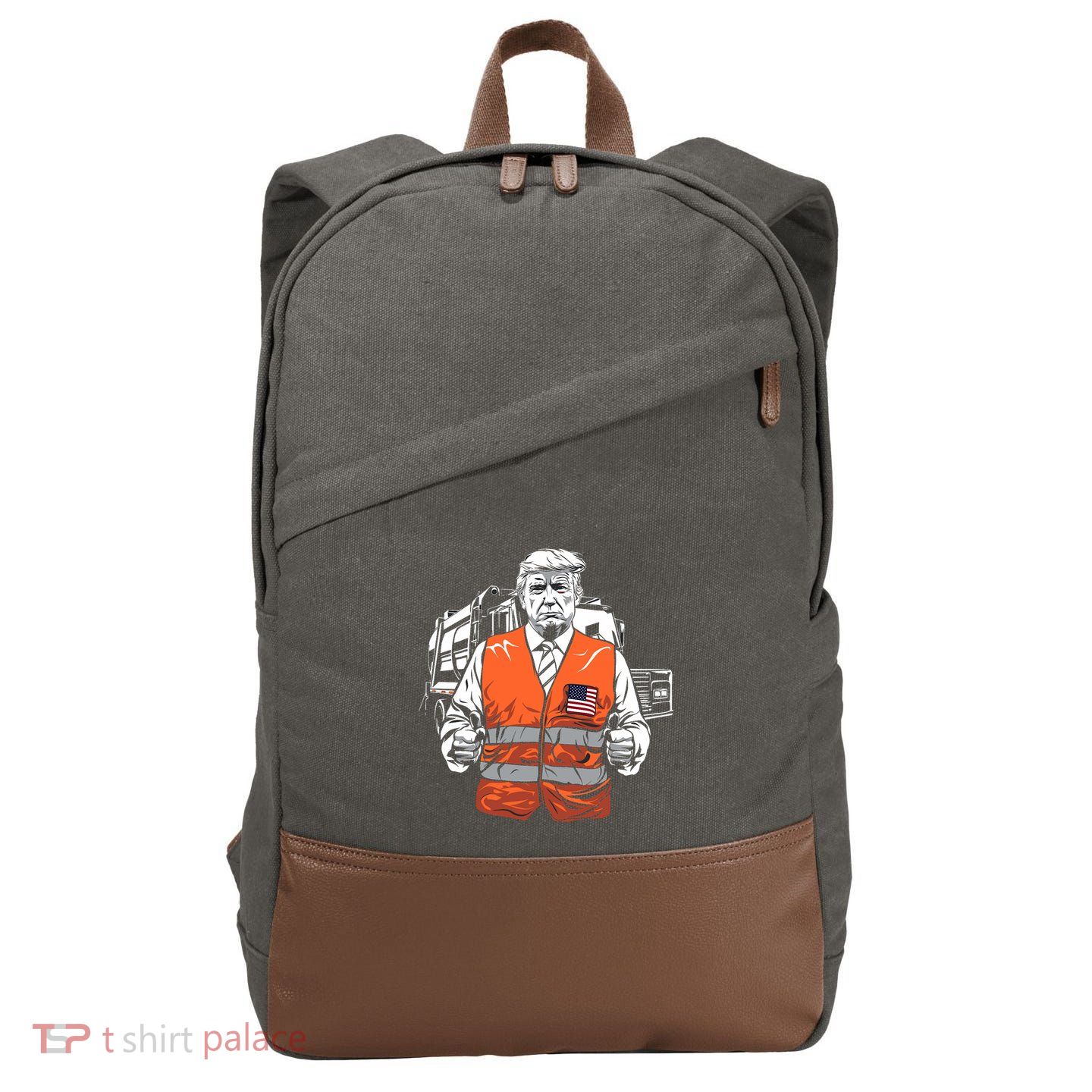 Trump Garbage Truck Vest Cotton Canvas Backpack