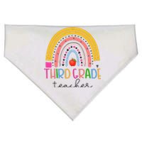 Third Grade Teacher Back To School Boho Rainbow Leopard USA-Made Doggie Bandana