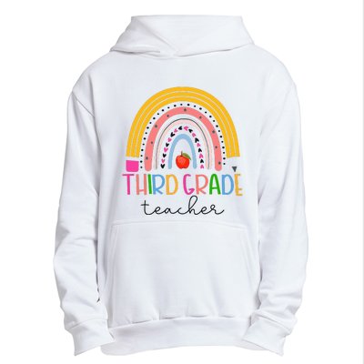 Third Grade Teacher Back To School Boho Rainbow Leopard Urban Pullover Hoodie