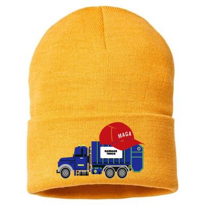 Trump Garbage Truck Garbage For Trump Sustainable Knit Beanie