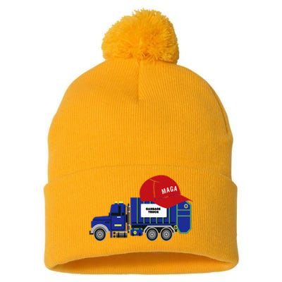 Trump Garbage Truck Garbage For Trump Pom Pom 12in Knit Beanie