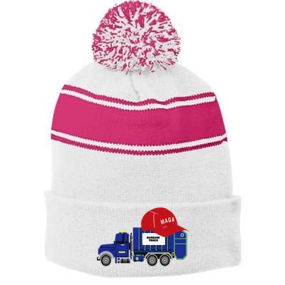 Trump Garbage Truck Garbage For Trump Stripe Pom Pom Beanie