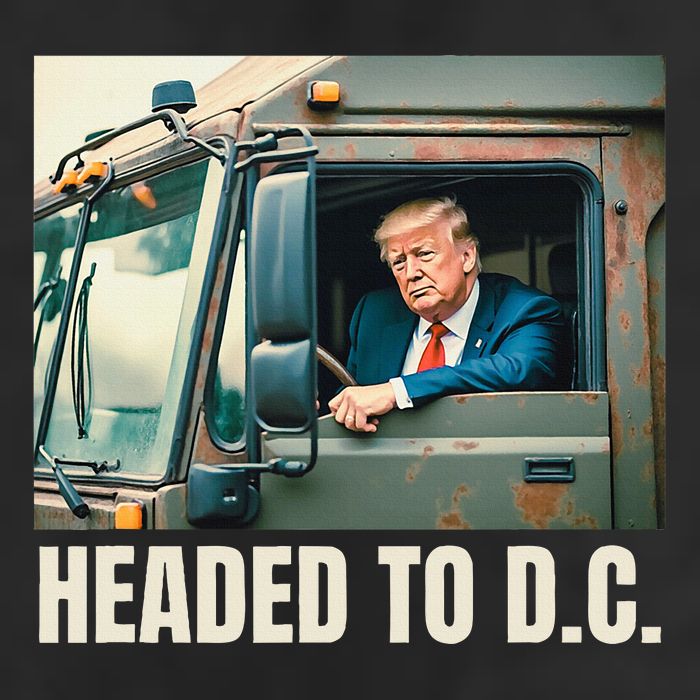 Trump Garbage Truck Headed To D C Trash Truck Funny Maga 7 Panel Mesh Trucker Snapback Hat