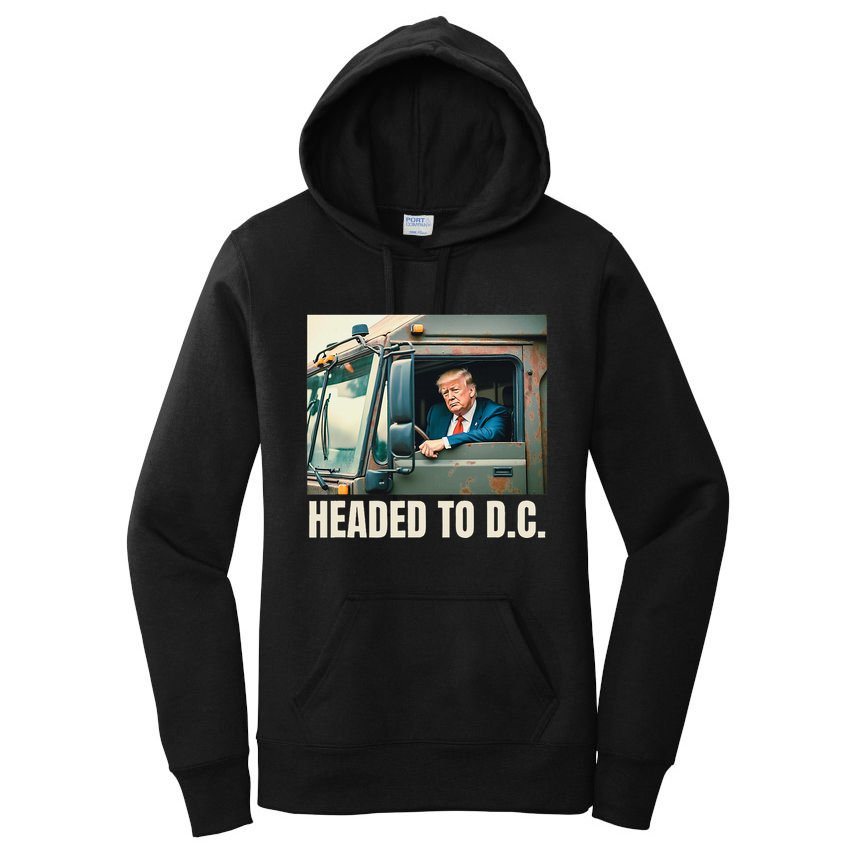 Trump Garbage Truck Headed To D C Trash Truck Funny Maga Women's Pullover Hoodie