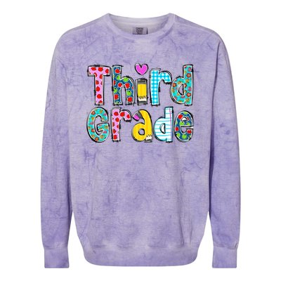 Third Grade Teacher Back To School 3rd Teacher Life Colorblast Crewneck Sweatshirt