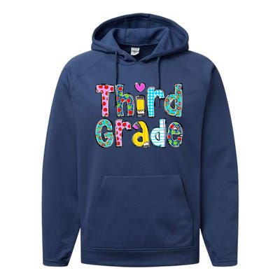 Third Grade Teacher Back To School 3rd Teacher Life Performance Fleece Hoodie