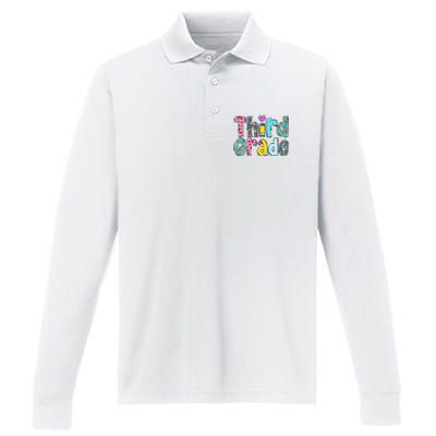 Third Grade Teacher Back To School 3rd Teacher Life Performance Long Sleeve Polo