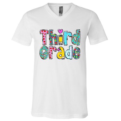 Third Grade Teacher Back To School 3rd Teacher Life V-Neck T-Shirt