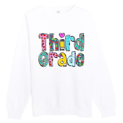 Third Grade Teacher Back To School 3rd Teacher Life Premium Crewneck Sweatshirt