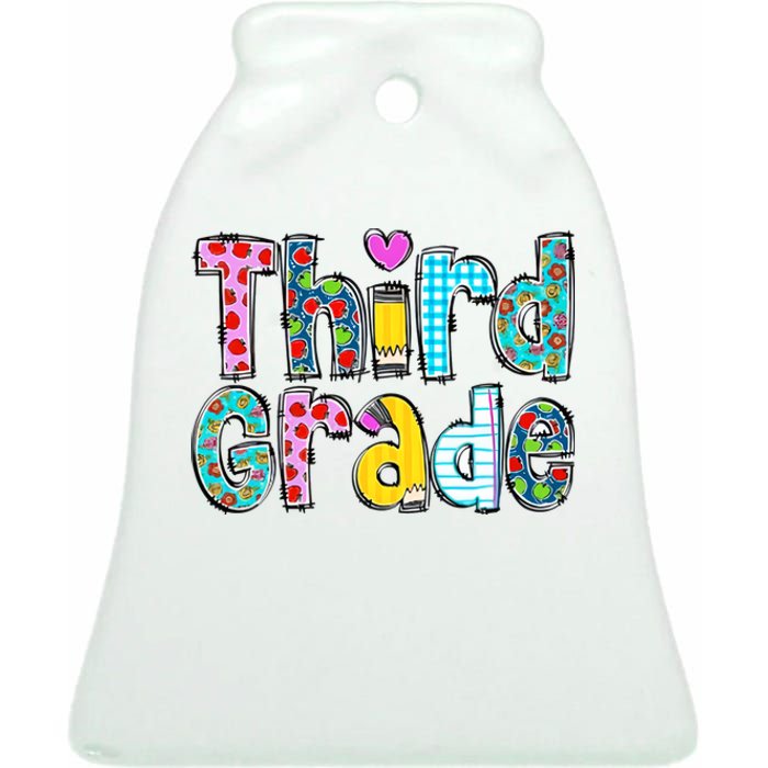 Third Grade Teacher Back To School 3rd Teacher Life Ceramic Bell Ornament