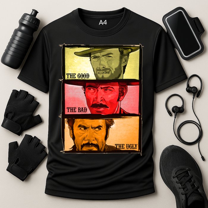 The Good, The Bad, & The Ugly Blondie, Tuco And Angle Eyes Cooling Performance Crew T-Shirt