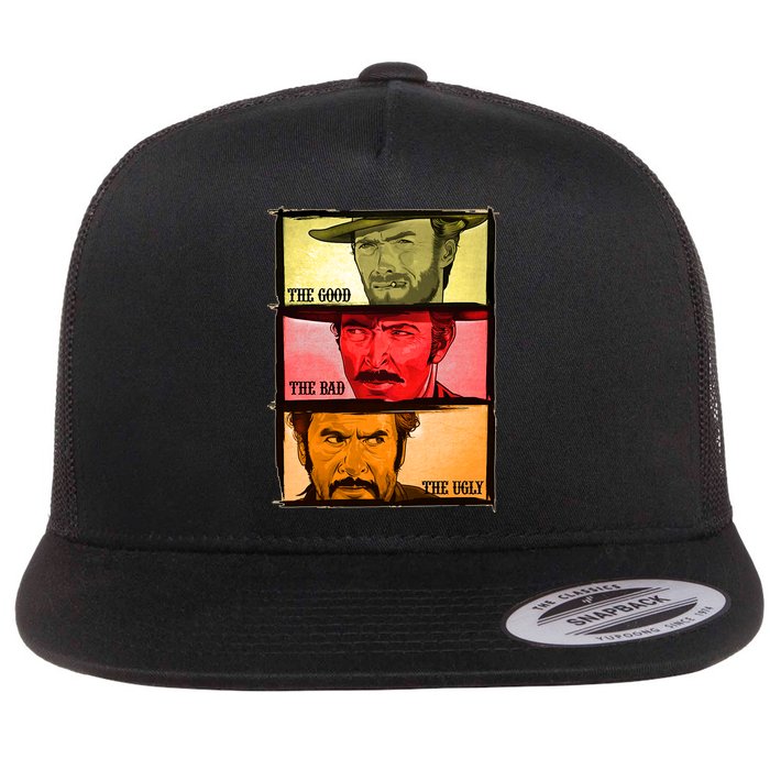 The Good, The Bad, & The Ugly Blondie, Tuco And Angle Eyes Flat Bill Trucker Hat