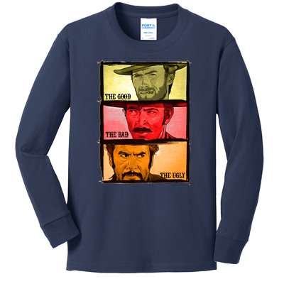 The Good, The Bad, & The Ugly Blondie, Tuco And Angle Eyes Kids Long Sleeve Shirt