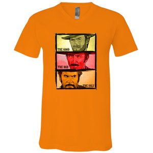 The Good, The Bad, & The Ugly Blondie, Tuco And Angle Eyes V-Neck T-Shirt