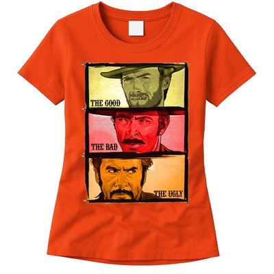 The Good, The Bad, & The Ugly Blondie, Tuco And Angle Eyes Womens T-Shirt