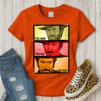 The Good, The Bad, & The Ugly Blondie, Tuco And Angle Eyes Womens T-Shirt