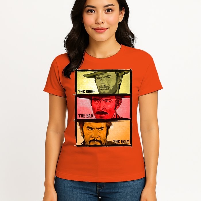 The Good, The Bad, & The Ugly Blondie, Tuco And Angle Eyes Womens T-Shirt