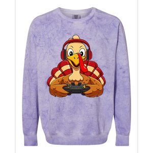 Thanksgiving Gamer Turkey Video Games Colorblast Crewneck Sweatshirt