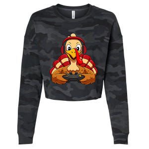 Thanksgiving Gamer Turkey Video Games Cropped Pullover Crew