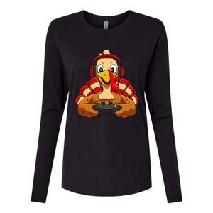 Thanksgiving Gamer Turkey Video Games Womens Cotton Relaxed Long Sleeve T-Shirt