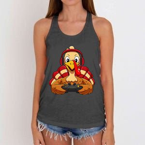 Thanksgiving Gamer Turkey Video Games Women's Knotted Racerback Tank