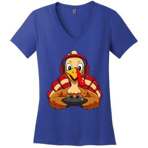 Thanksgiving Gamer Turkey Video Games Women's V-Neck T-Shirt