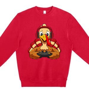 Thanksgiving Gamer Turkey Video Games Premium Crewneck Sweatshirt