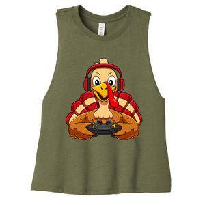 Thanksgiving Gamer Turkey Video Games Women's Racerback Cropped Tank