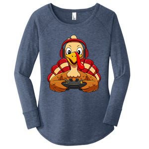 Thanksgiving Gamer Turkey Video Games Women's Perfect Tri Tunic Long Sleeve Shirt