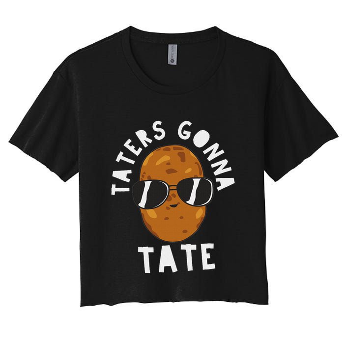 Taters Gonna Tate Funny Potato Tater Tot Foodie Women's Crop Top Tee