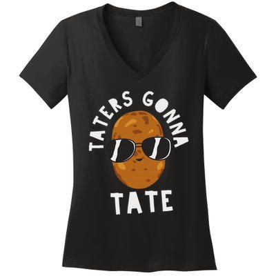 Taters Gonna Tate Funny Potato Tater Tot Foodie Women's V-Neck T-Shirt