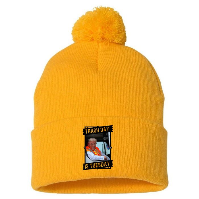 Trump Garbage Truck Trash Day Is Tuesday Pom Pom 12in Knit Beanie
