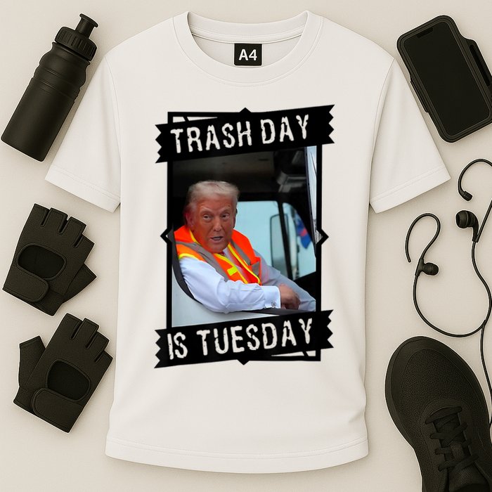Trump Garbage Truck Trash Day Is Tuesday Cooling Performance Crew T-Shirt